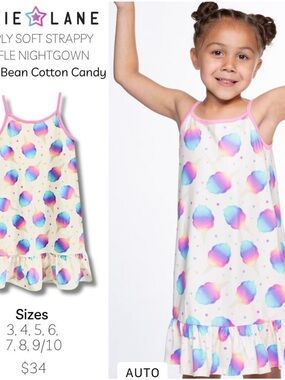 Pixie Lane Cotton Candy Cloud Ruffle Nightgown - Pink Trim